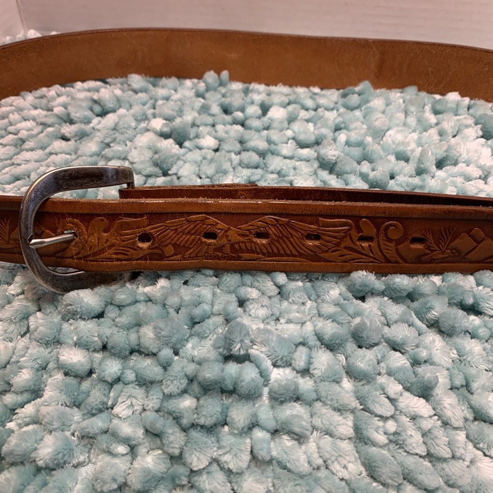 Labor Day Sale Cindilo Classic Brown Vacuno Leather Cowboy Belt - Picture 2 of 14
